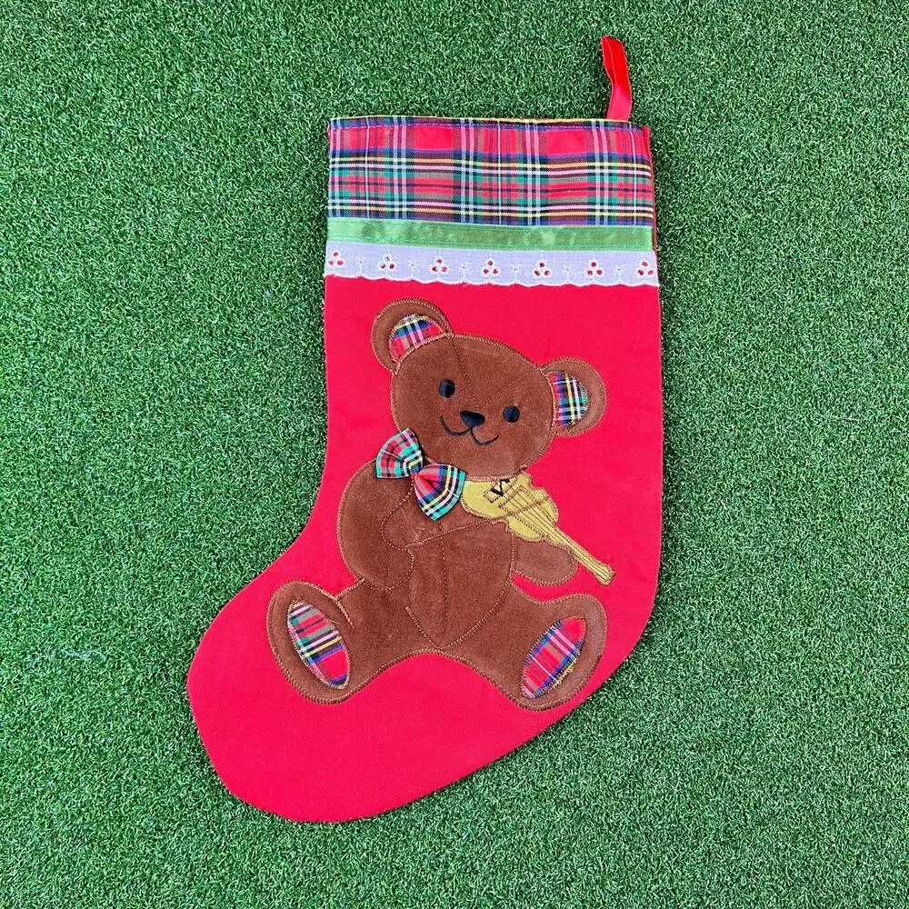 Vintage 1984 Dakin Beary Christmas Stocking Suede Teddy Bear